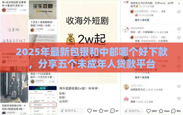 2025年最新包银和中邮哪个好下款，分享五个未成年人贷款平台