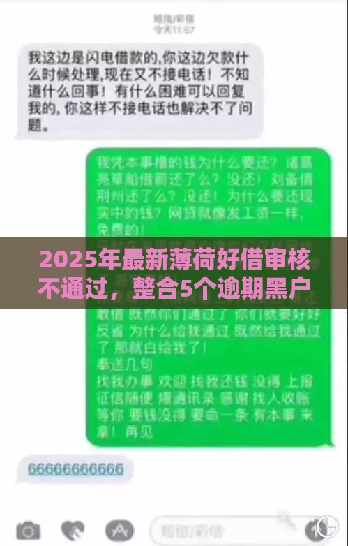 2025年最新薄荷好借审核不通过，整合5个逾期黑户能下款的新口子