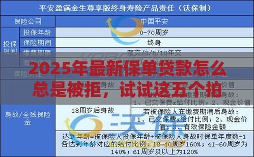 2025年最新保单贷款怎么总是被拒，试试这五个拍拍贷类似的贷款平台