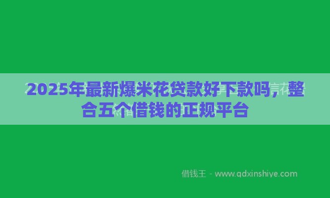 2025年最新爆米花贷款好下款吗，整合五个借钱的正规平台