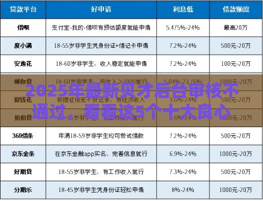 2025年最新贝才后台审核不通过，看看这5个十大良心贷款平台推荐