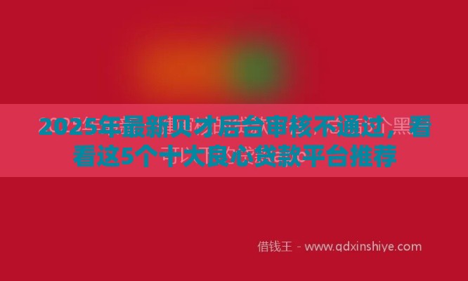 2025年最新贝才后台审核不通过，看看这5个十大良心贷款平台推荐