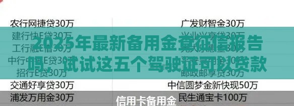 2025年最新备用金查征信报告吗，试试这五个驾驶证可以贷款的平台