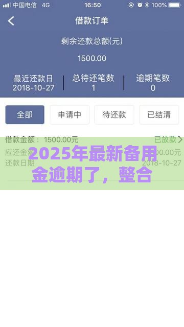 2025年最新备用金逾期了，整合五个晚上能秒下款的高炮口子