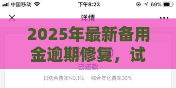 2025年最新备用金逾期修复，试试这五个黑户能下款的口子