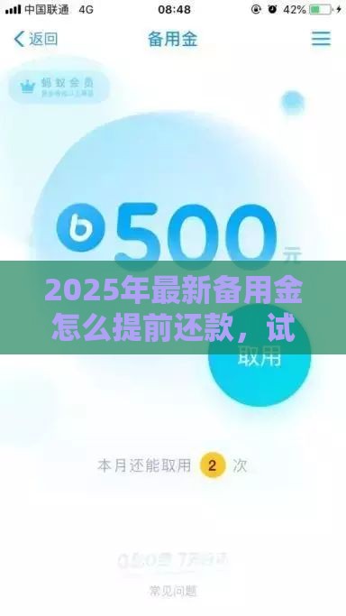 2025年最新备用金怎么提前还款，试试这五个80岁到90岁老人借款平台推荐
