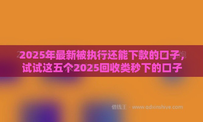 2025年最新被执行还能下款的口子，试试这五个2025回收类秒下的口子