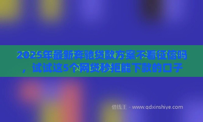 2025年最新奔驰贷款方案不看征信吗，试试这5个网贷秒拒能下款的口子