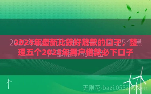 2025年最新比较好放款的口子，整理五个2025年黑户借款必下口子