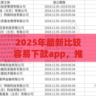 2025年最新比较容易下款app，推荐五个网贷平台都