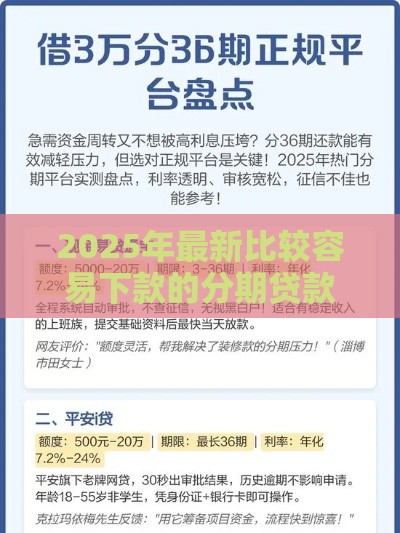 2025年最新比较容易下款的分期贷款，整合5个找贷款平台