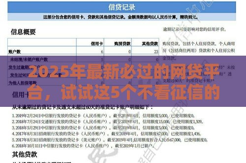 2025年最新必过的网贷平台，试试这5个不看征信的小额贷款平台