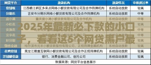 2025年最新必下款的小口子，看看这5个网贷黑户最容易最好下款的平台