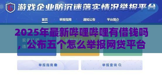 2025年最新哔哩哔哩有借钱吗，公布五个怎么举报网贷平台