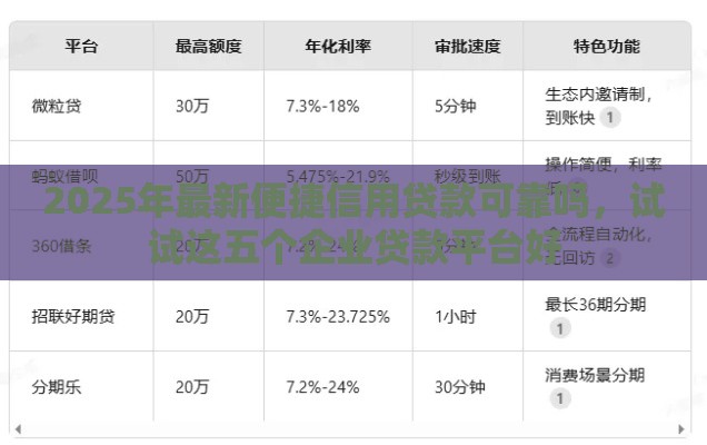 2025年最新便捷信用贷款可靠吗，试试这五个企业贷款平台好