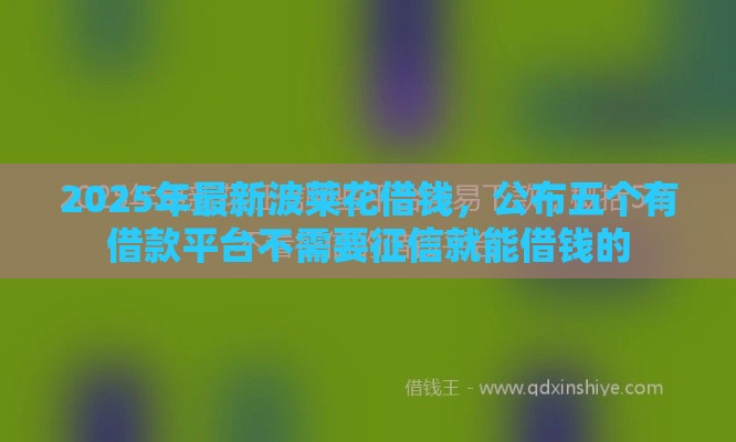 2025年最新波莱花借钱，公布五个有借款平台不需要征信就能借钱的