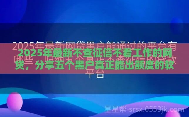 2025年最新不查征信不看工作的网贷，分享五个黑户真正能出额度的软件