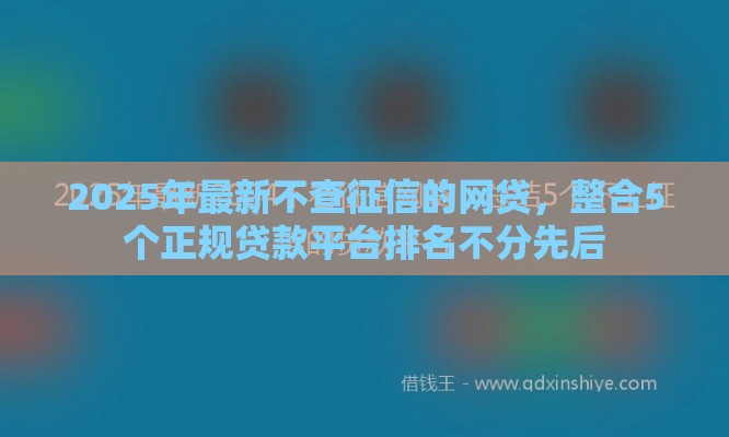 2025年最新不查征信的网贷，整合5个正规贷款平台排名不分先后