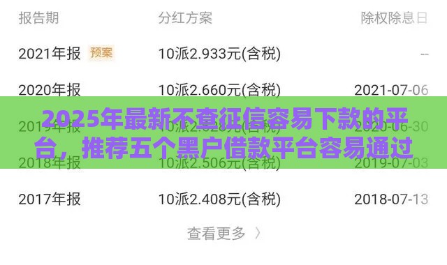 2025年最新不查征信容易下款的平台,推荐五个黑户借款平台容易通过审核 2025年最新不查征信容易下款的平台,推荐五个黑户借款平台容易通过审核