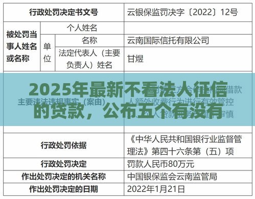 2025年最新不看法人征信的贷款，公布五个有没有不看征信的贷款平台