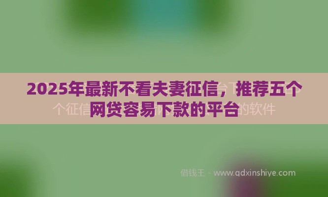 2025年最新不看夫妻征信，推荐五个网贷容易下款的平台