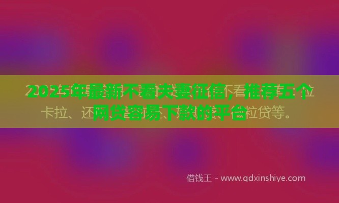 2025年最新不看夫妻征信，推荐五个网贷容易下款的平台