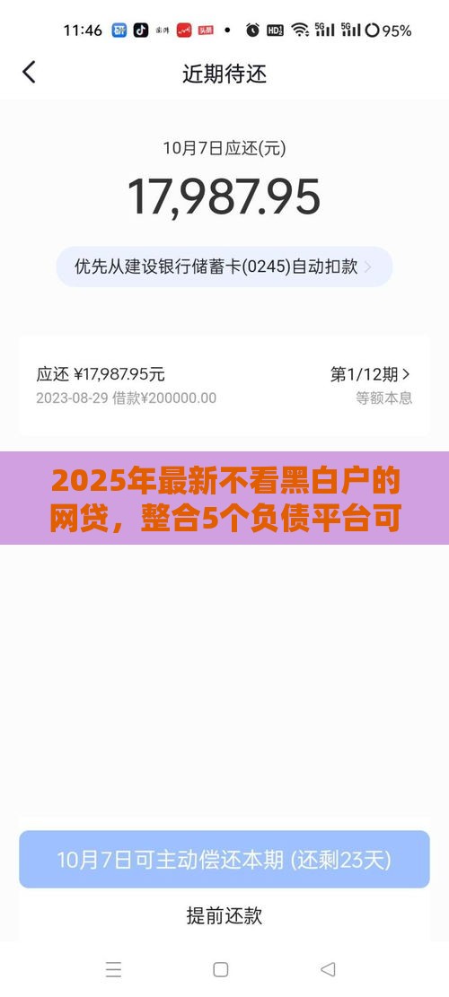 2025年最新不看黑白户的网贷，整合5个负债平台可以借钱