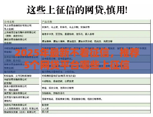 2025年最新不看征信，推荐5个网贷平台哪些上征信