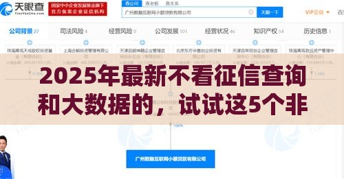 2025年最新不看征信查询和大数据的，试试这5个非中介贷款平台