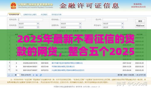 2025年最新不看征信的贷款的网贷,整合五个2025新口子不用审核的方法 2025年最新不看征信的贷款的网贷,整合五个2025新口子不用审核的方法