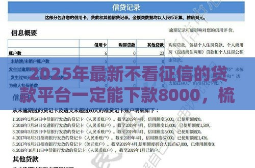 2025年最新不看征信的贷款平台一定能下款8000，梳理五个借钱免息平台