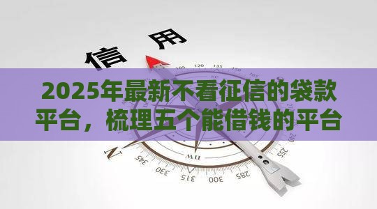2025年最新不看征信的袋款平台，梳理五个能借钱的平台