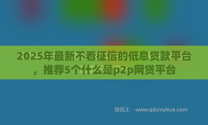 2025年最新不看征信的低息贷款平台，推荐5个什么是p2p网贷平台