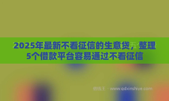 2025年最新不看征信的生意贷，整理5个借款平台容易通过不看征信