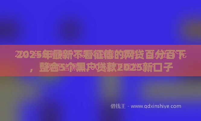 2025年最新不看征信的网贷百分百下，整合5个黑户贷款2025新口子