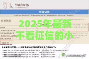 2025年最新不看征信的小额借款，整理五个征信黑查询多网贷多负债高还能百分百下款平台