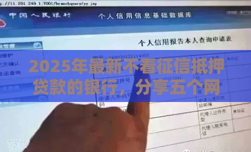 2025年最新不看征信抵押贷款的银行，分享五个网贷平台借钱不查征信