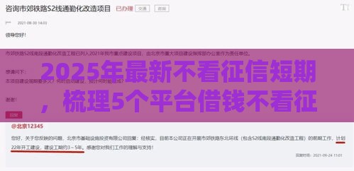 2025年最新不看征信短期，梳理5个平台借钱不看征信不看逾期,不看欠款