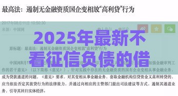 2025年最新不看征信负债的借款，公布5个2025年12月放水口子