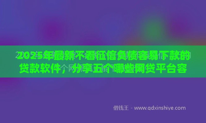2025年最新不看征信负债容易下款的贷款软件，分享五个哪些网贷平台容易贷款