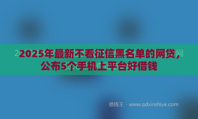 2025年最新不看征信黑名单的网贷，公布5个手机上平台好借钱