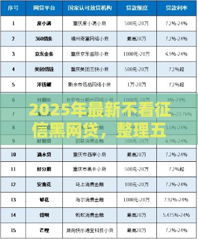2025年最新不看征信黑网贷，整理五个贷款容易通过的平台