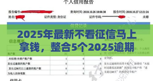 2025年最新不看征信马上拿钱，整合5个2025逾期黑户能下款的口子
