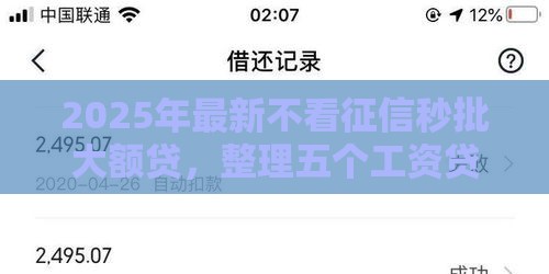 2025年最新不看征信秒批大额贷，整理五个工资贷款平台