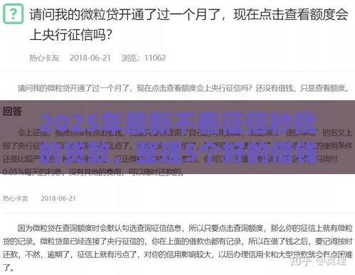 2025年最新不看征信秒批的贷款，整理5个好的借钱平台