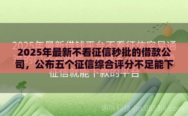 2025年最新不看征信秒批的借款公司，公布五个征信综合评分不足能下款的平台