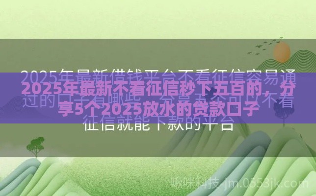 2025年最新不看征信秒下五百的，分享5个2025放水的贷款口子