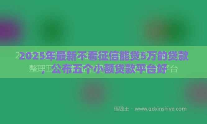 2025年最新不看征信能贷5万的贷款，公布五个小额贷款平台好