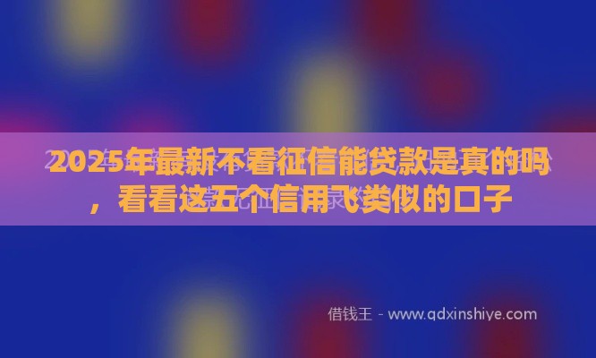 2025年最新不看征信能贷款是真的吗，看看这五个信用飞类似的口子