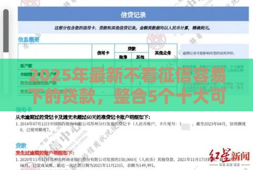 2025年最新不看征信容易下的贷款，整合5个十大可靠的借钱平台